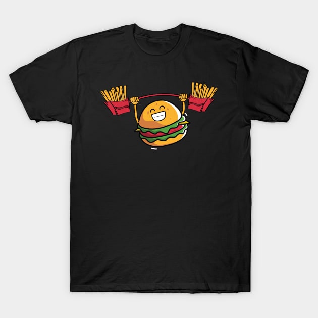 Burger Lifting Fries T-Shirt by AngelBeez29